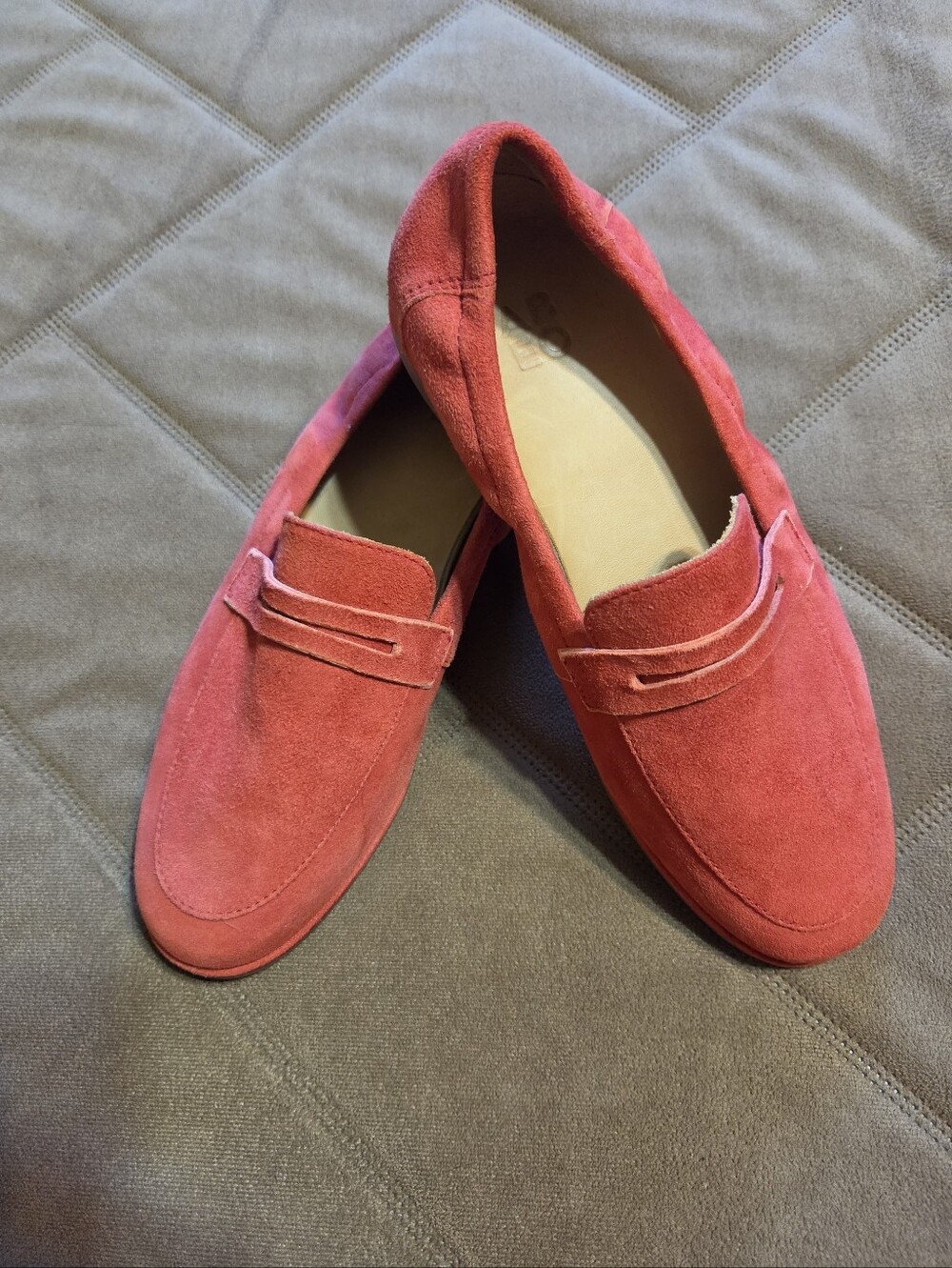 ABEO Women's Red Leather Strada Suede Penny Loafers Classic Slip-On Sz 6.5